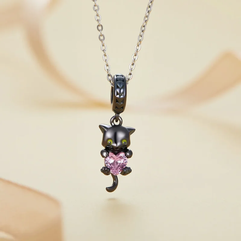 (bilde for) Pandora Style Little Black Cat Dangle - BSC800 - Vis 3