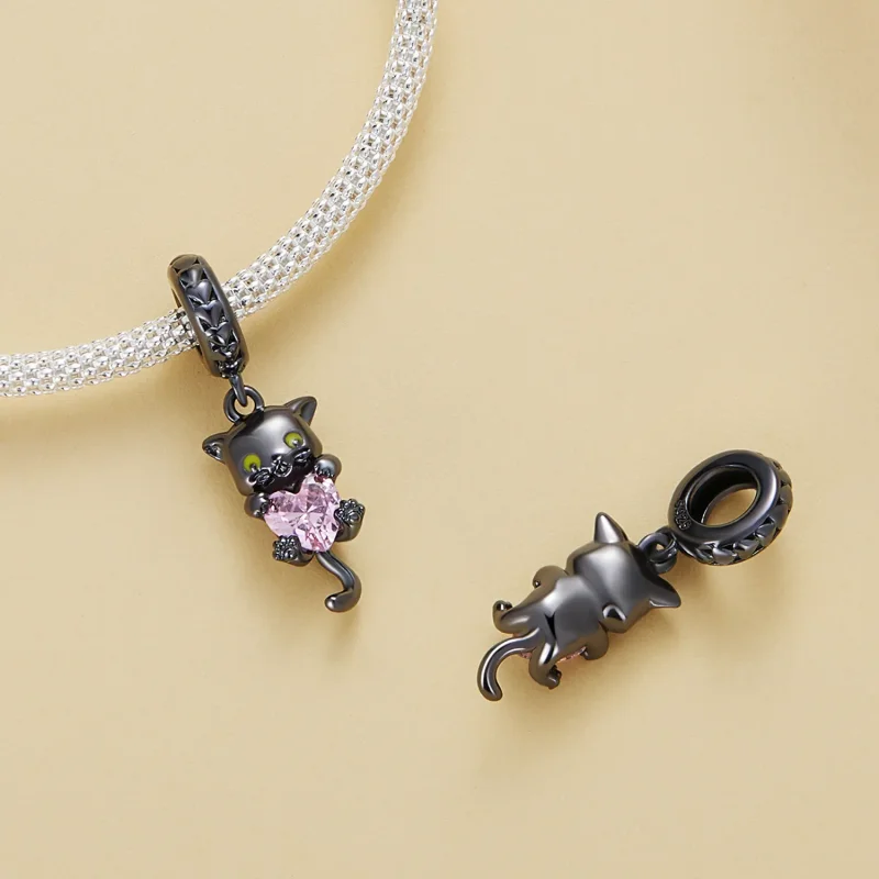 (bilde for) Pandora Style Little Black Cat Dangle - BSC800 - Vis 4