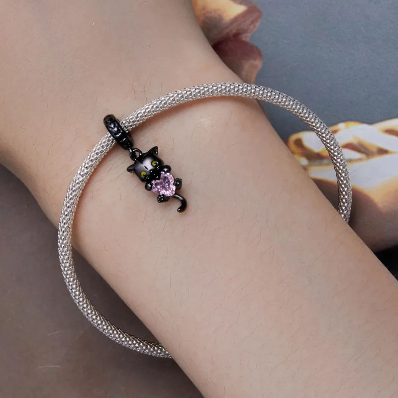 (bilde for) Pandora Style Little Black Cat Dangle - BSC800 - Vis 5