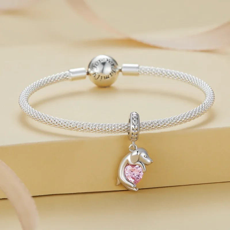(bilde for) Pandora Style Little Golden Retriever Dangle - BSC799 - Vis 2