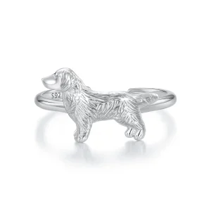 (bilde for) Pandora Style Little Golden Retriever Ring - SCR952