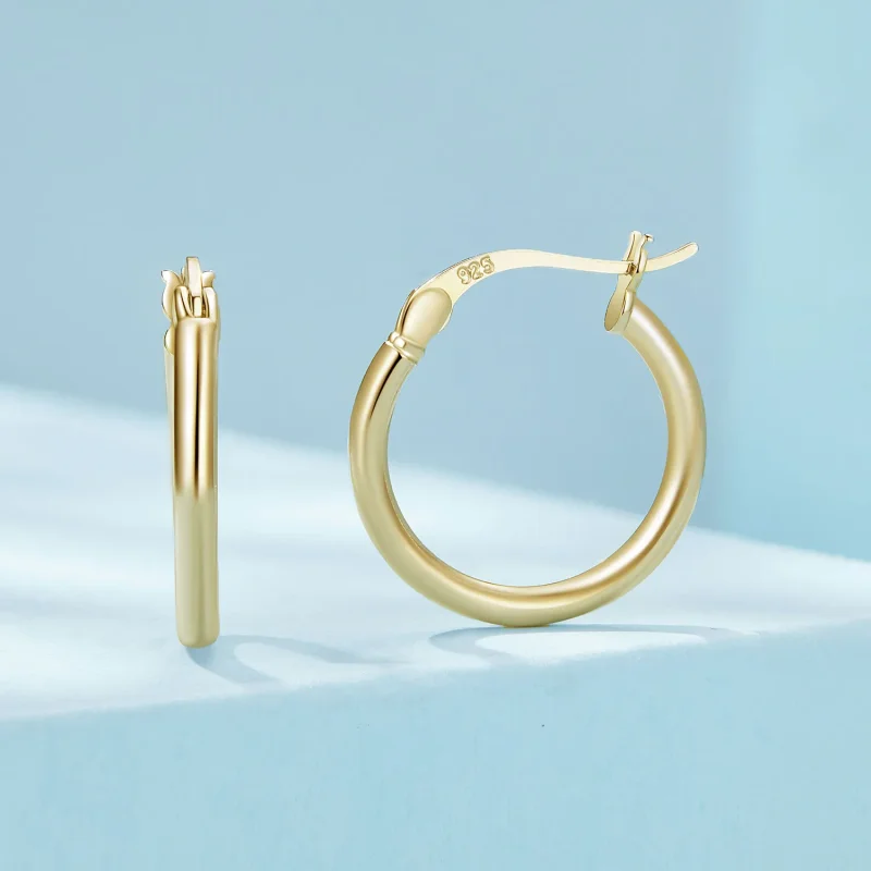 (bilde for) Pandora Style Medium Hoop Vanlige Sølv Hoop øredobber - SCE1608-MB - Vis 2