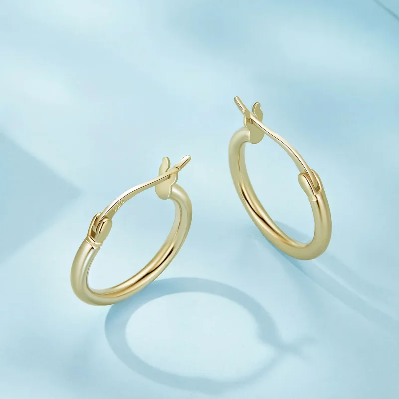 (bilde for) Pandora Style Medium Hoop Vanlige Sølv Hoop øredobber - SCE1608-MB - Vis 3