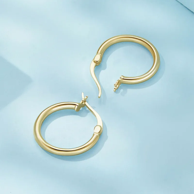 (bilde for) Pandora Style Medium Hoop Vanlige Sølv Hoop øredobber - SCE1608-MB - Vis 4