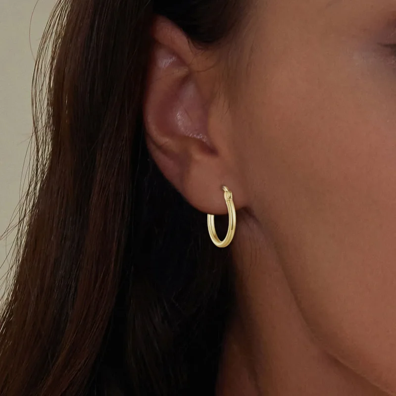 (bilde for) Pandora Style Medium Hoop Vanlige Sølv Hoop øredobber - SCE1608-MB - Vis 6