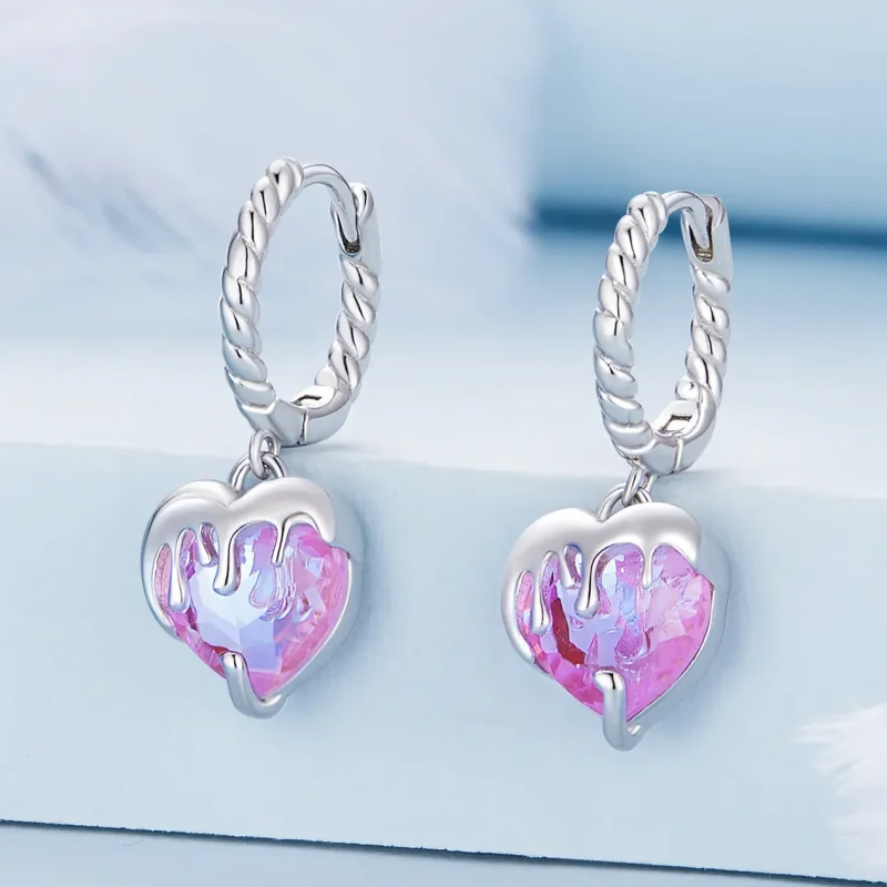 (bilde for) Pandora Style Melting Heart Hoop øredobber - BSE833 - Vis 2