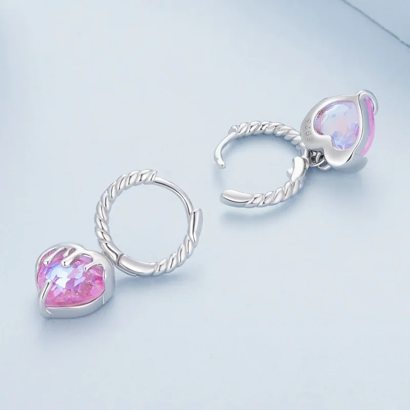 (bilde for) Pandora Style Melting Heart Hoop øredobber - BSE833 - Vis 4