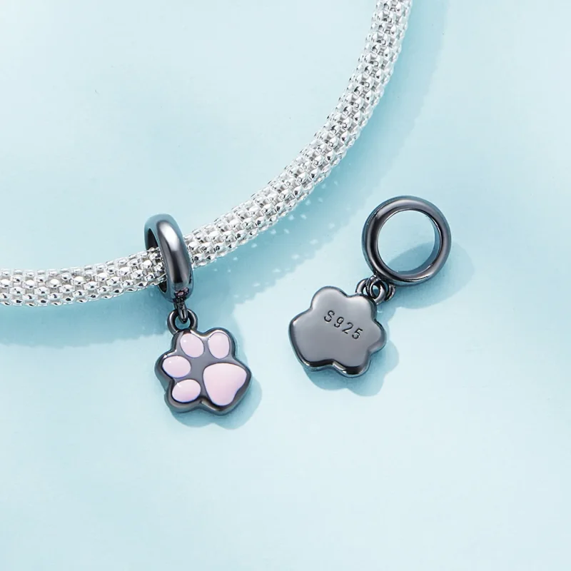 (bilde for) Pandora Style Mini Black Cat Claw Dingle - SCC2476-D - Vis 4