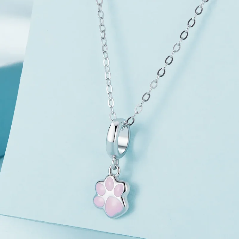 (bilde for) Pandora Style Mini White Cat Claw Dingle - SCC2476-A - Vis 2