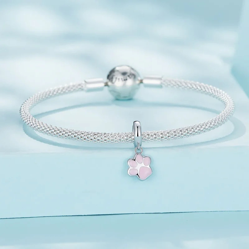 (bilde for) Pandora Style Mini White Cat Claw Dingle - SCC2476-A - Vis 3