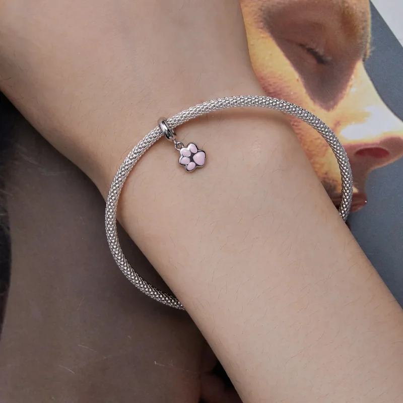 (bilde for) Pandora Style Mini White Cat Claw Dingle - SCC2476-A - Vis 5