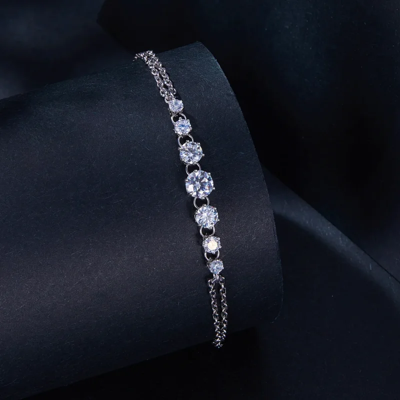 (bilde for) Pandora Style Moissanite-armbånd (ett sertifikat) - MSB008 - Vis 2
