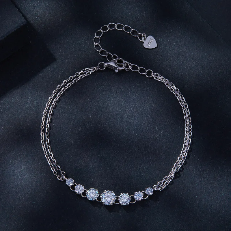 (bilde for) Pandora Style Moissanite-armbånd (ett sertifikat) - MSB008 - Vis 3