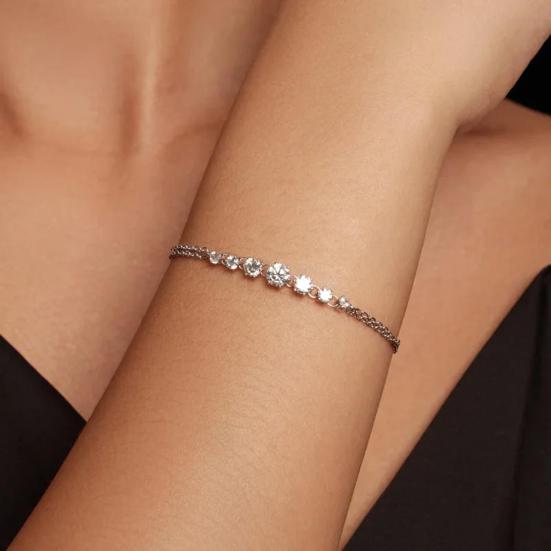 (bilde for) Pandora Style Moissanite-armbånd (ett sertifikat) - MSB008 - Vis 4