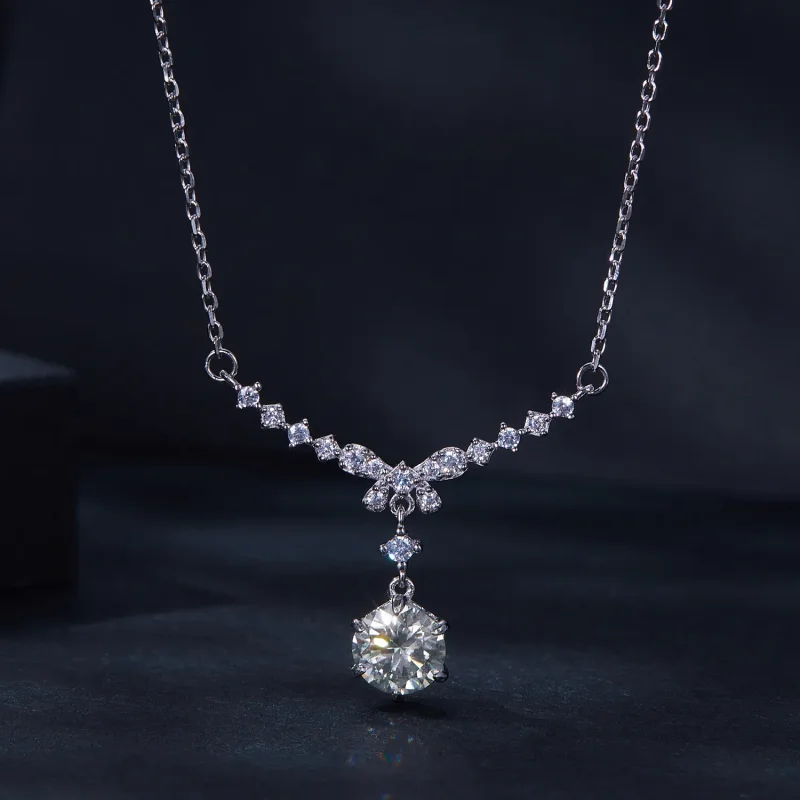 (bilde for) Pandora Style Moissanite Halskjede (ett sertifikat) - MSN020 - Vis 3