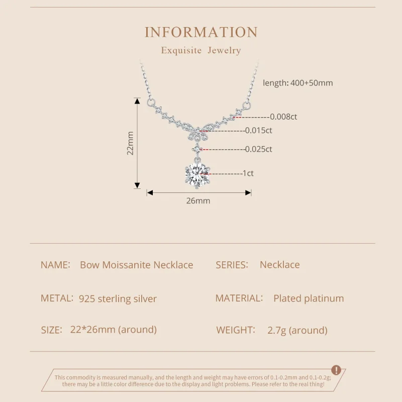 (bilde for) Pandora Style Moissanite Halskjede (ett sertifikat) - MSN020 - Vis 4