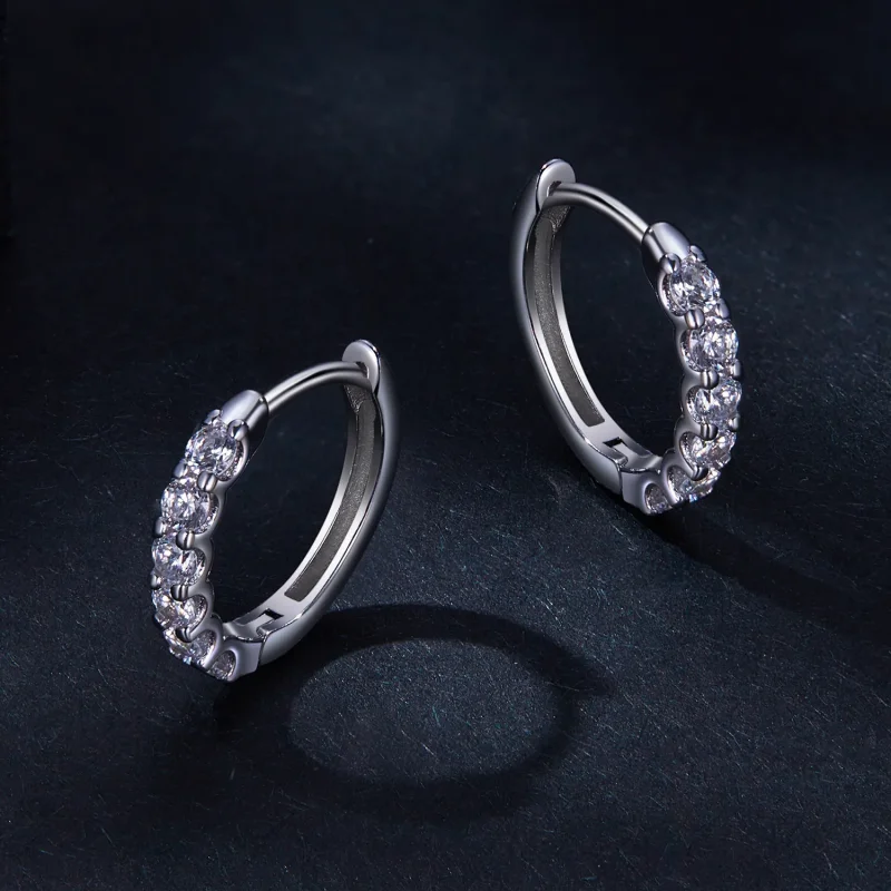 (bilde for) Pandora Style Moissanite Hoop øredobber - MSE029 - Vis 3