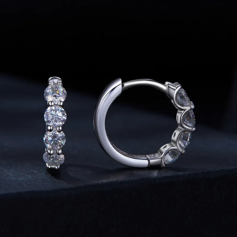 (bilde for) Pandora Style Moissanite Hoop øredobber - MSE030 - Vis 2