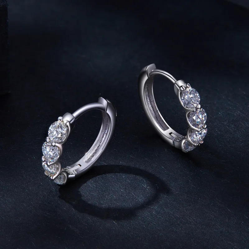 (bilde for) Pandora Style Moissanite Hoop øredobber - MSE030 - Vis 3
