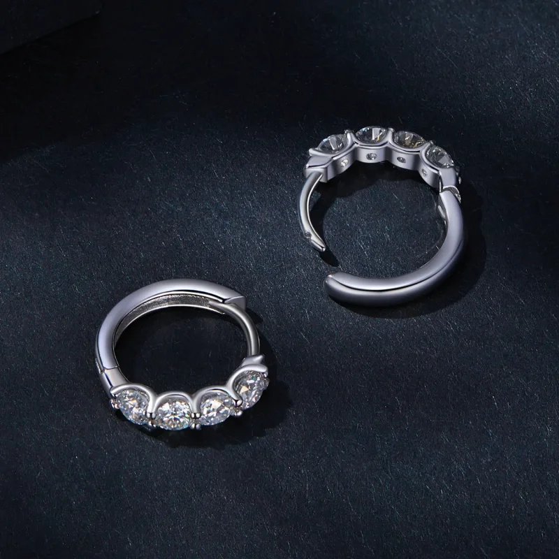 (bilde for) Pandora Style Moissanite Hoop øredobber - MSE030 - Vis 4