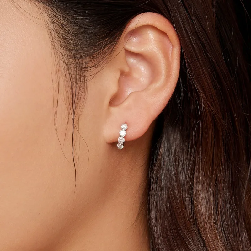 (bilde for) Pandora Style Moissanite Hoop øredobber - MSE030 - Vis 5