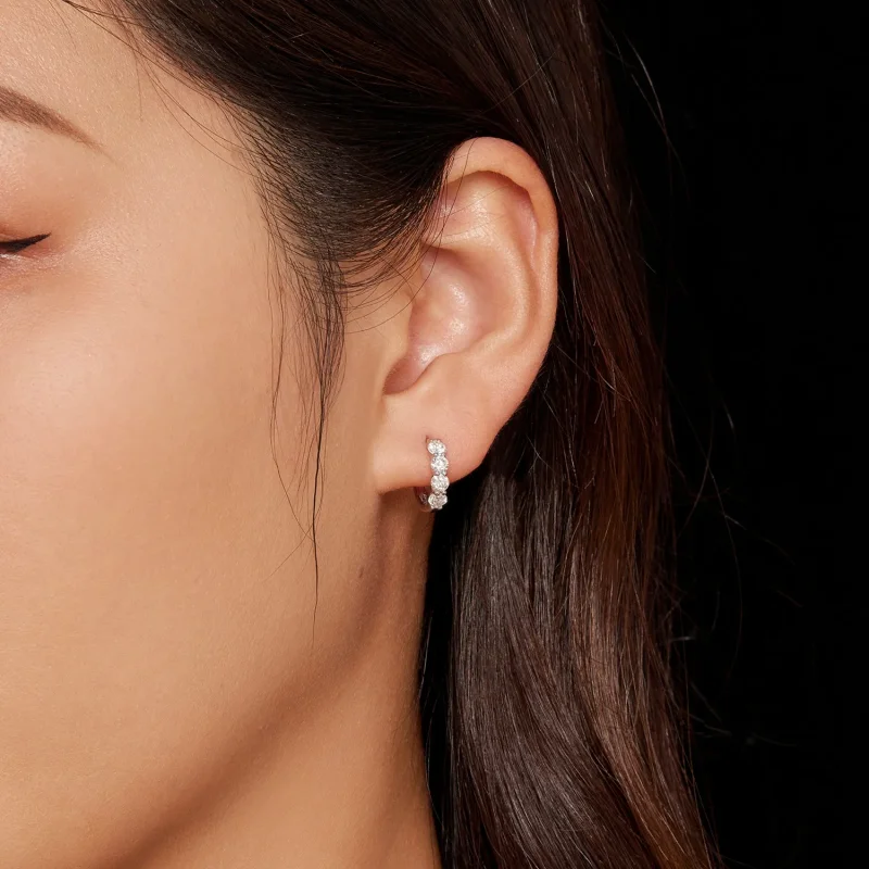 (bilde for) Pandora Style Moissanite Hoop øredobber - MSE030 - Vis 6