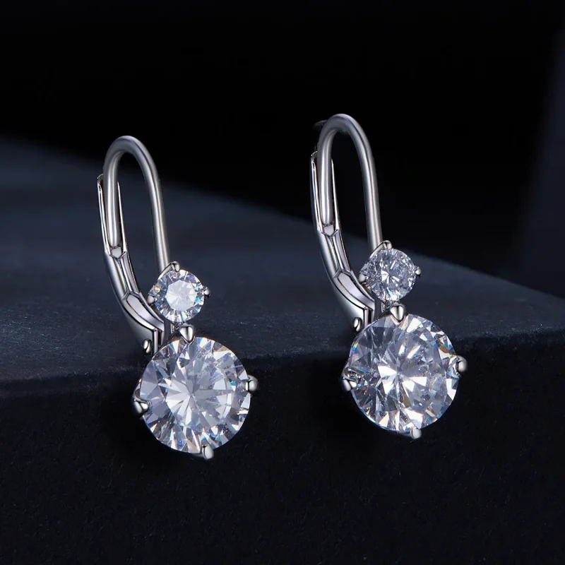 (bilde for) Pandora Style Moissanite Hoop øredobber (to sertifikater) - MSE031 - Vis 2