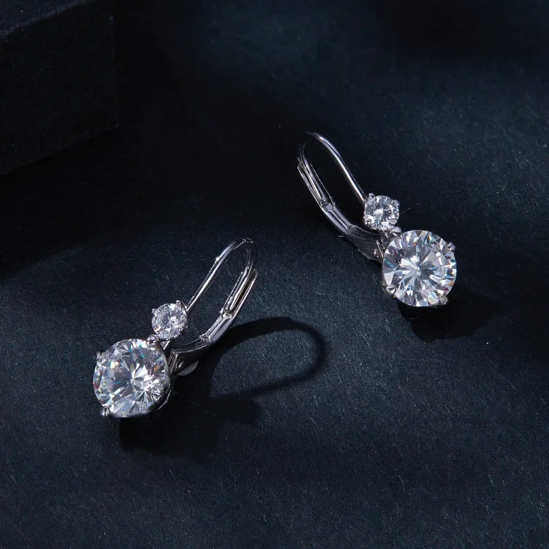 (bilde for) Pandora Style Moissanite Hoop øredobber (to sertifikater) - MSE031 - Vis 3