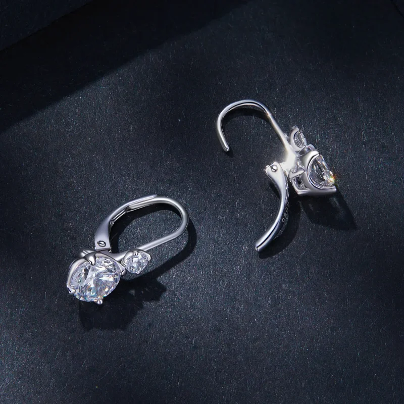 (bilde for) Pandora Style Moissanite Hoop øredobber (to sertifikater) - MSE031 - Vis 4