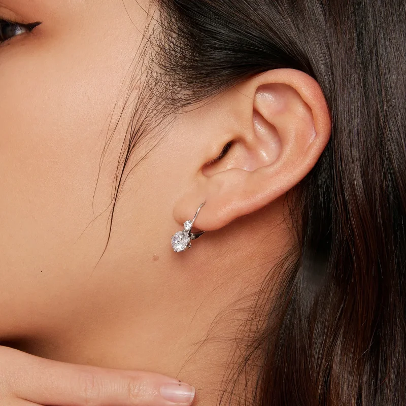 (bilde for) Pandora Style Moissanite Hoop øredobber (to sertifikater) - MSE031 - Vis 5