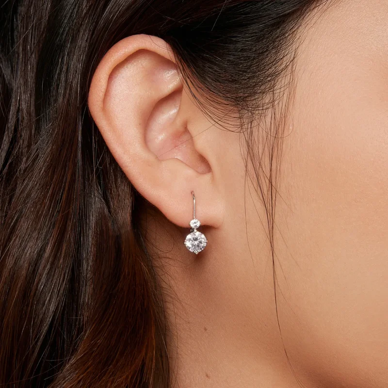 (bilde for) Pandora Style Moissanite Hoop øredobber (to sertifikater) - MSE031 - Vis 6