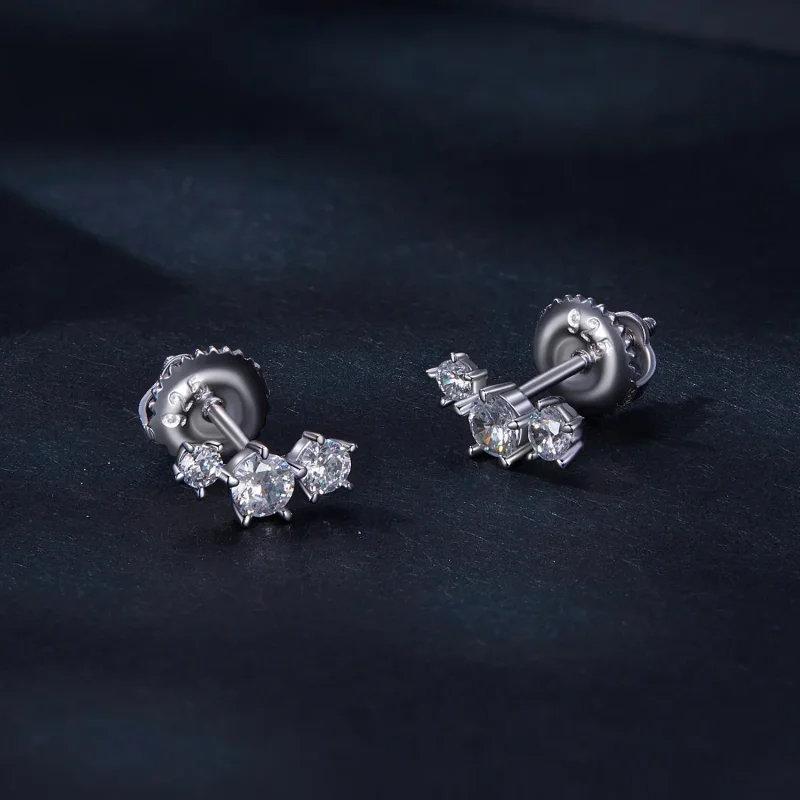 (bilde for) Pandora Style Moissanite øredobber (ett sertifikat) - MSE034 - Vis 2