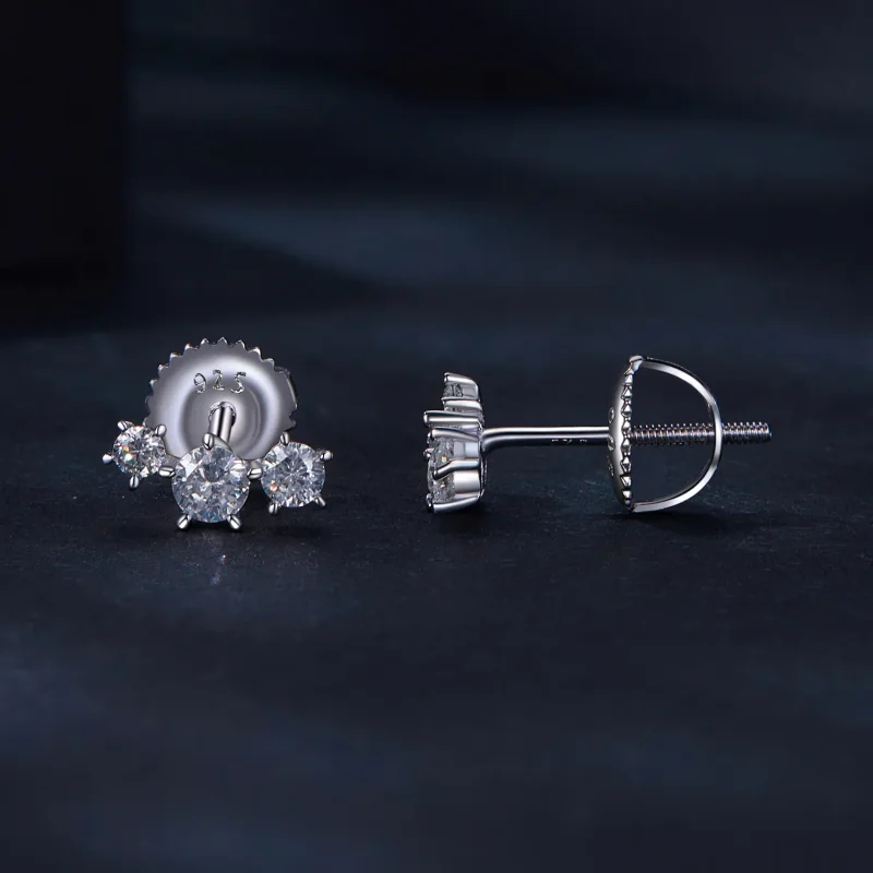 (bilde for) Pandora Style Moissanite øredobber (ett sertifikat) - MSE034 - Vis 3