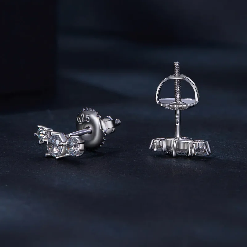 (bilde for) Pandora Style Moissanite øredobber (ett sertifikat) - MSE034 - Vis 4