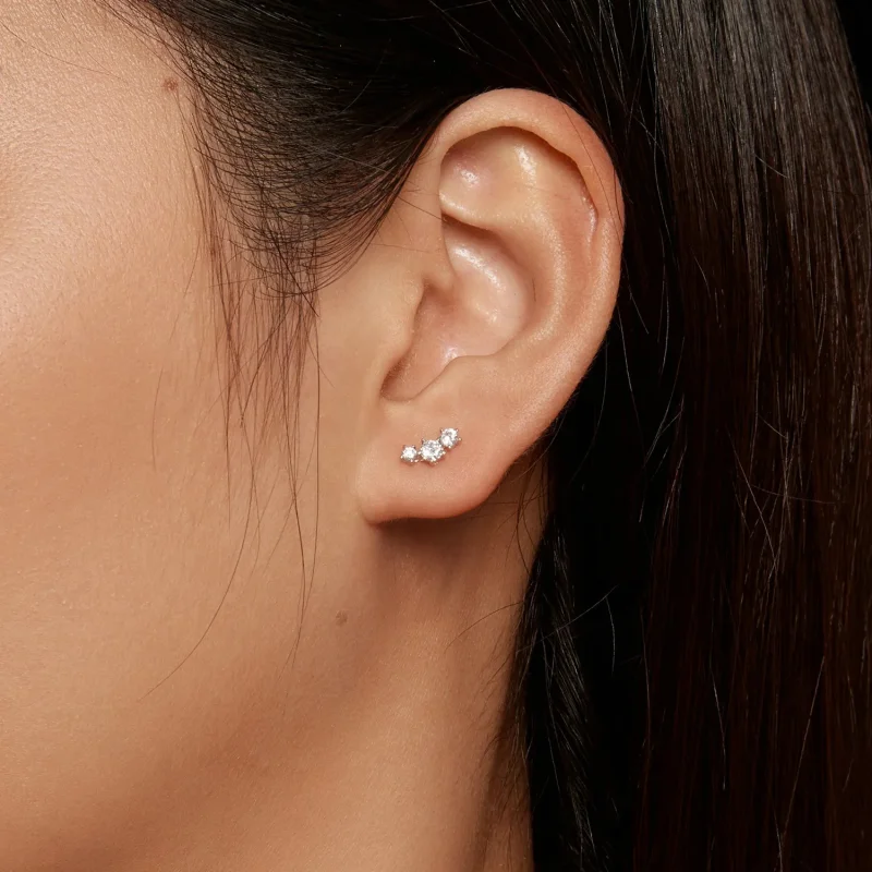 (bilde for) Pandora Style Moissanite øredobber (ett sertifikat) - MSE034 - Vis 6