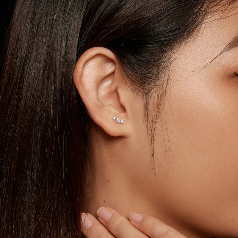 (bilde for) Pandora Style Moissanite øredobber (ett sertifikat) - MSE034 - Vis 7