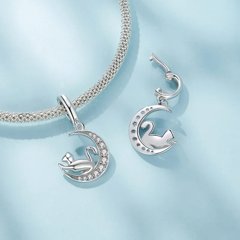 (bilde for) Pandora Style Moon and Cat Dangle - SCC2571 - Vis 5
