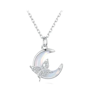 Pandora Style Moon Butterfly Halskjede - BSN353 (bilde for) Pandora Style Moon Butterfly Halskjede - BSN353