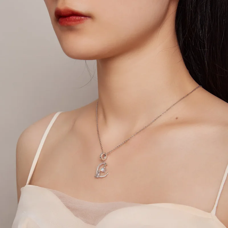 (bilde for) Pandora Style Moon Cat Dangle - BSC810 - Vis 5