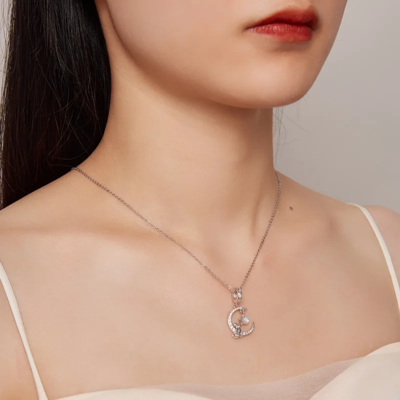 (bilde for) Pandora Style Moon Cat Dangle - BSC810 - Vis 7