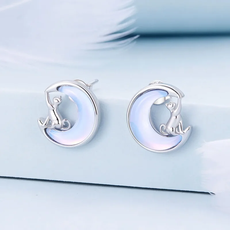 (bilde for) Pandora Style Moon Cat Studs øredobber - BSE913 - Vis 2