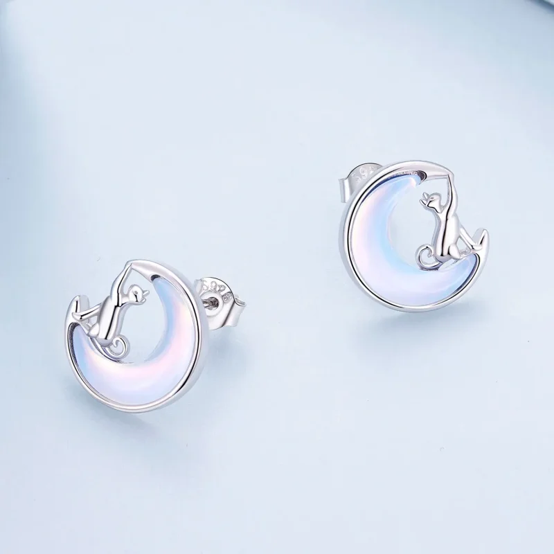 (bilde for) Pandora Style Moon Cat Studs øredobber - BSE913 - Vis 3