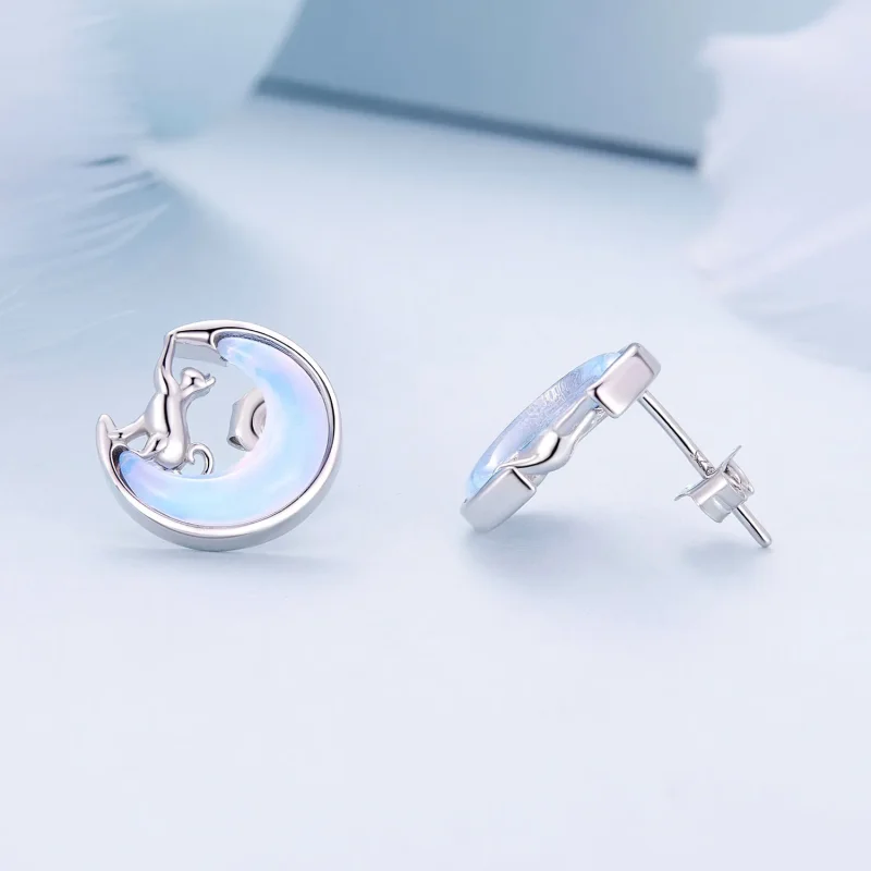 (bilde for) Pandora Style Moon Cat Studs øredobber - BSE913 - Vis 4