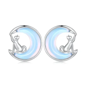 (bilde for) Pandora Style Moon Cat Studs øredobber - BSE913