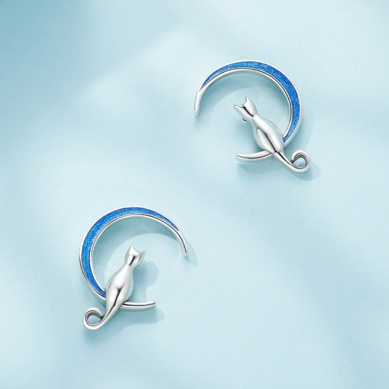 (bilde for) Pandora Style Moon Cat Studs øredobber - SCE1609 - Vis 3