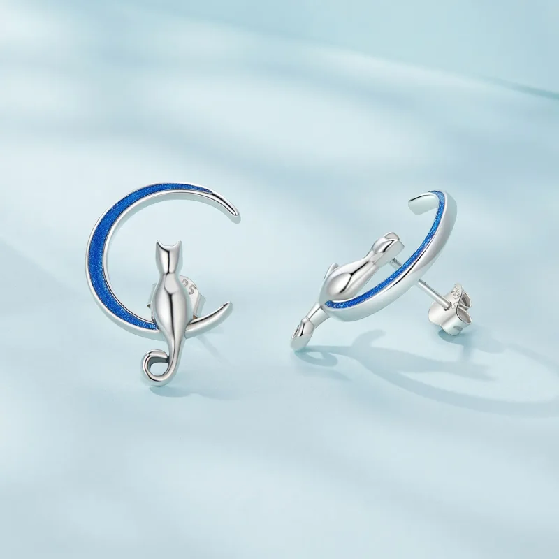 (bilde for) Pandora Style Moon Cat Studs øredobber - SCE1609 - Vis 4