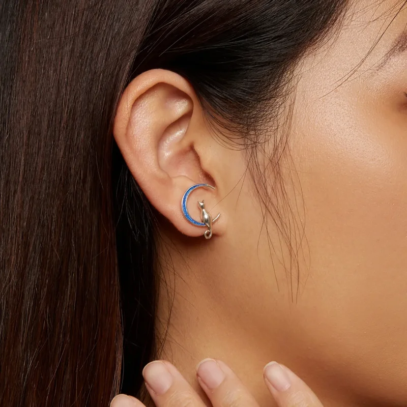 (bilde for) Pandora Style Moon Cat Studs øredobber - SCE1609 - Vis 5