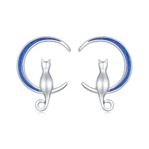 (bilde for) Pandora Style Moon Cat Studs øredobber - SCE1609