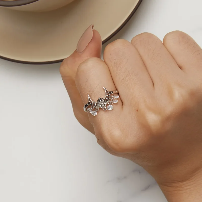 (bilde for) Pandora Style Moon Lotus Ring - SCR955 - Vis 6