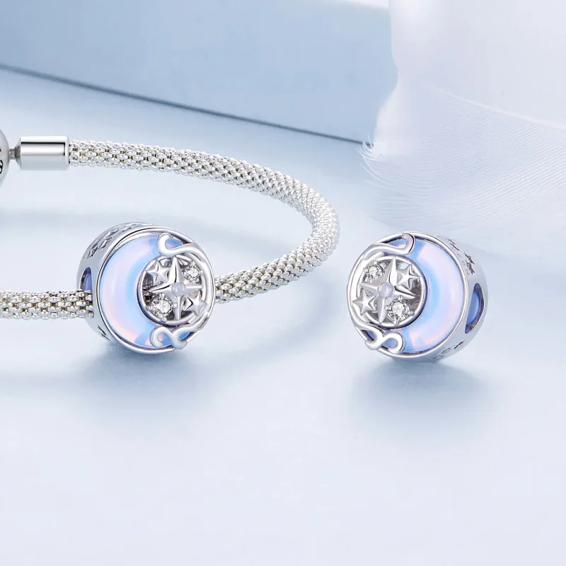 (bilde for) Pandora Style Moon Starburst Charm - BSC927 - Vis 4